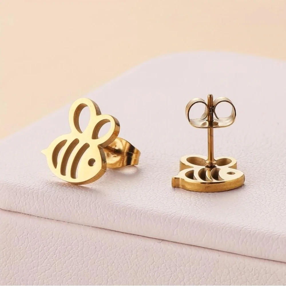 BOGO! Dainty Bee stud Earrings Stainless Steel in Color Gold - NEW